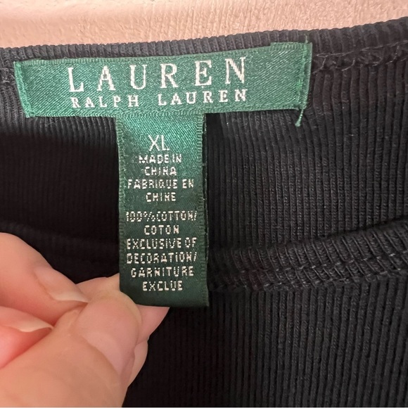 Ralph Lauren LRL Classic Black Shirt Top Minimalist Logo Sz XL Cotton Casual Rib - Picture 9 of 11